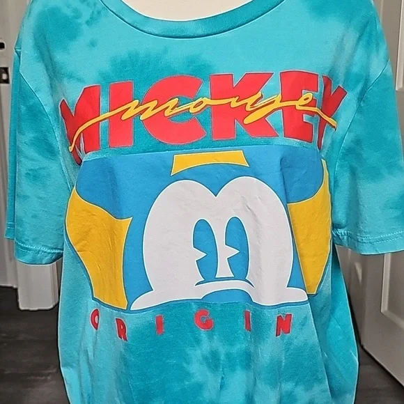 Disney Mickey Mouse Original Blue Tie dye T-shirt Classic Mickey Size Large - Picture 4 of 8